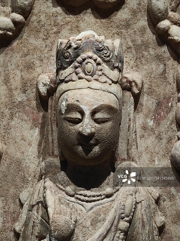 武平元年贾同村邑人造成铺菩萨立像 北齐  石家庄市藁城区北贾同村建忠寺遗址出土 正定博物馆藏 国博展图片素材