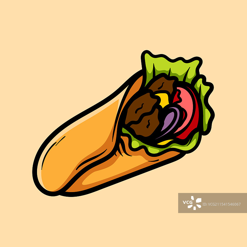 墨西哥卷饼，孤立的彩色线条画图片素材