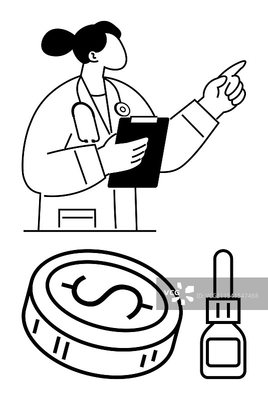 持有剪贴板的医疗专业人士与美元符号图片素材