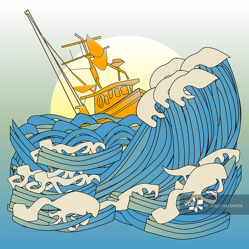 船在波浪中航行图片素材