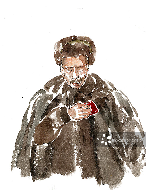 掏口袋的老人图片素材