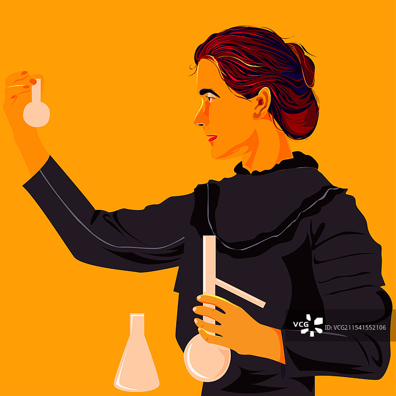 居里夫人波普艺术人物扁平插画图片素材
