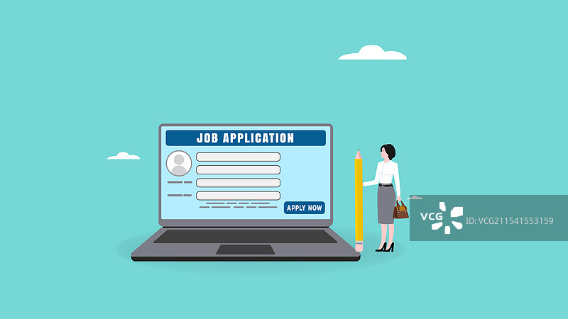 求职申请概念，女性携带简历图片素材