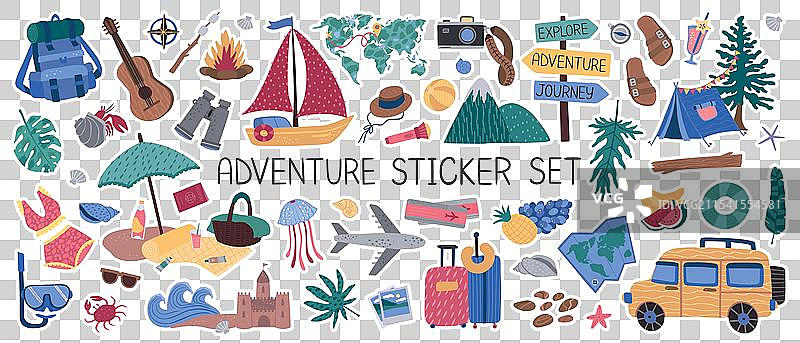 夏季贴纸 假期 海滩 图标 假期和图片素材