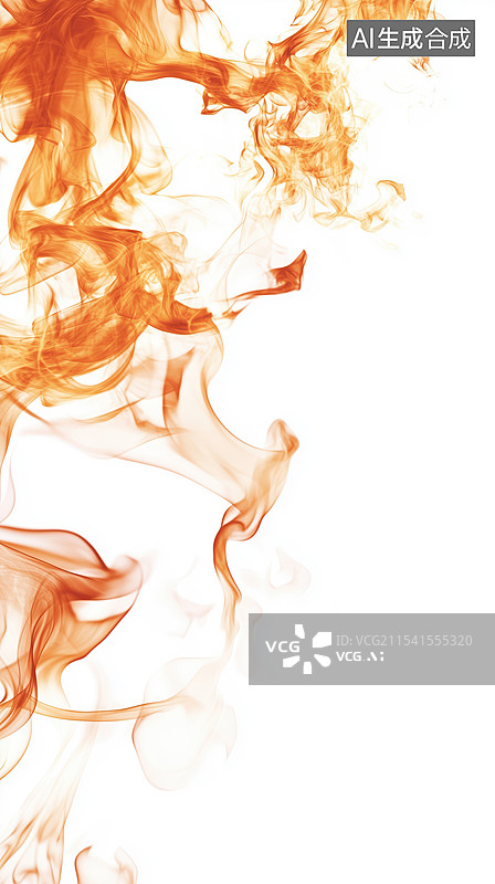 【AI数字艺术】白底飘逸扩散的棕色火焰烟雾特效艺术插画图片素材