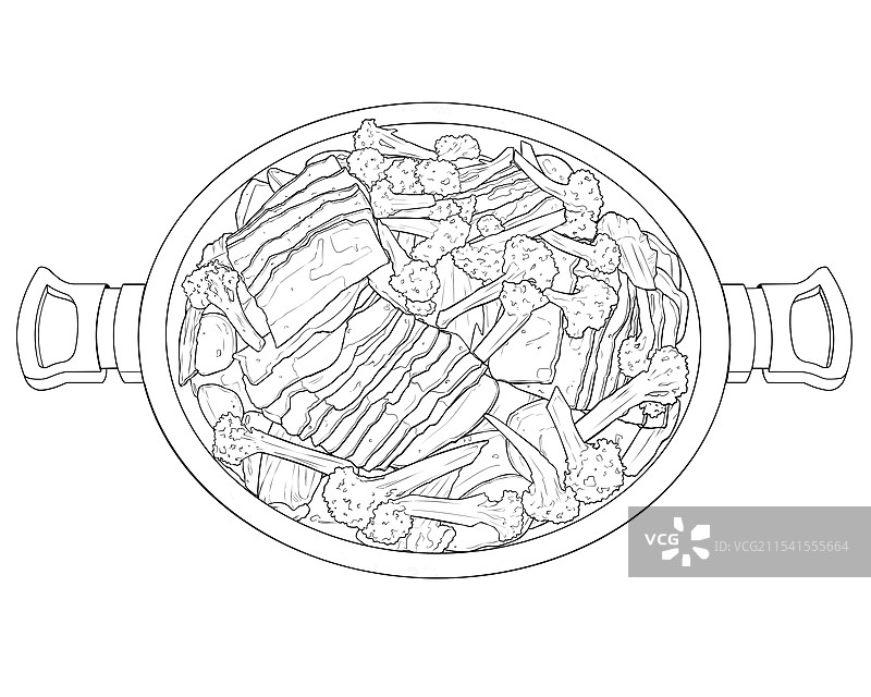 无水火锅线稿图片素材