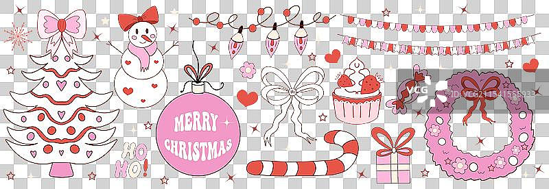 粉色女孩气质圣诞套装，圣诞快乐图片素材