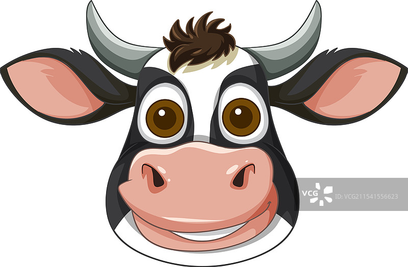 微笑的牛脸，配有大而富有表现力的眼睛图片素材