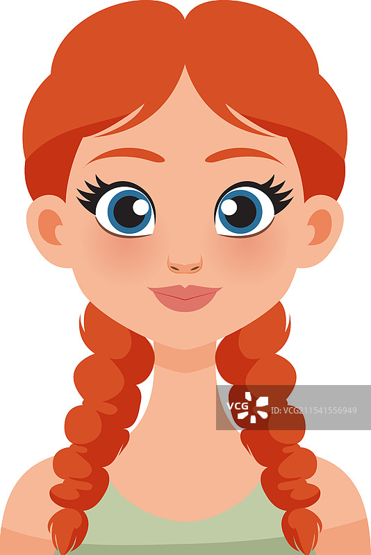 一个扎着红色辫子的女孩图片素材