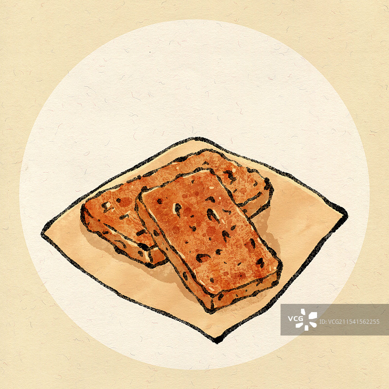 广西柳州美食国风插画-芙蓉酥图片素材