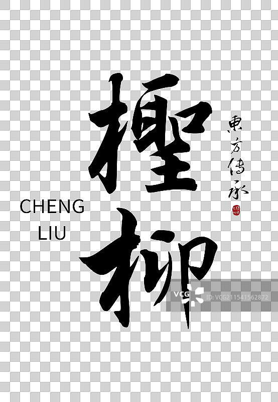 柽柳丨手写书法毛笔字中药药材名图片素材