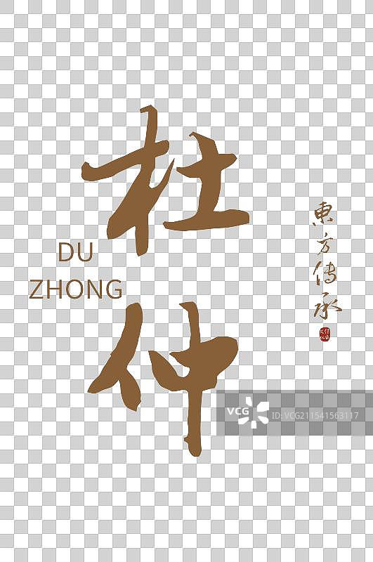 杜仲丨手写书法毛笔字中药药材名图片素材