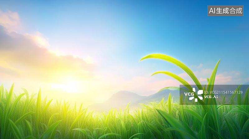【AI数字艺术】春天草原，牧场庄园背景图片素材