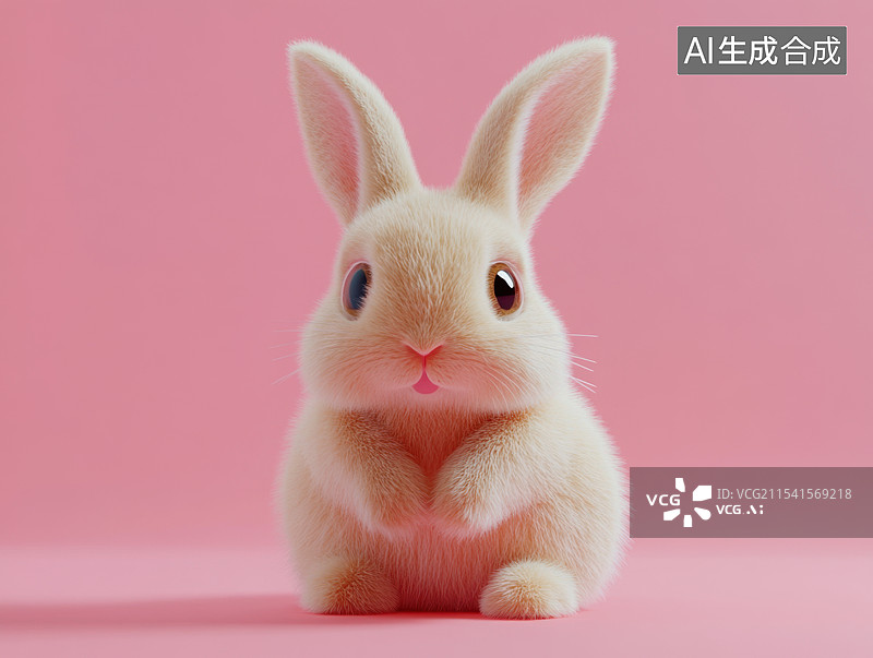 【AI数字艺术】兔子卡通可爱形象白色背景图片素材