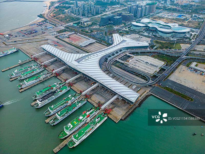 航拍海口新海港，中国海南省海口市图片素材