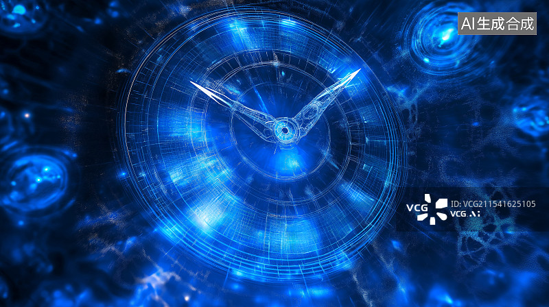【AI数字艺术】蓝色时间概念的背景图图片素材