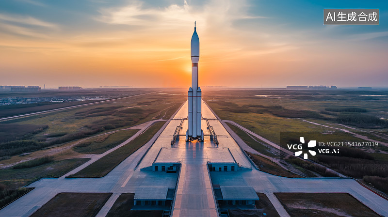 【AI数字艺术】火箭发射场等待发射的火箭图片素材
