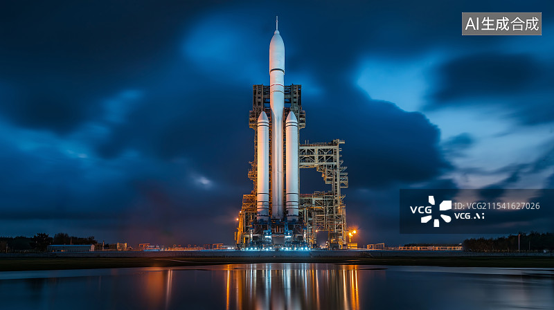 【AI数字艺术】火箭发射场等待发射的火箭图片素材