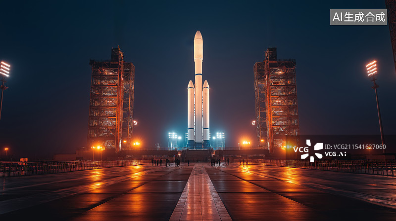 【AI数字艺术】火箭发射场等待发射的火箭图片素材