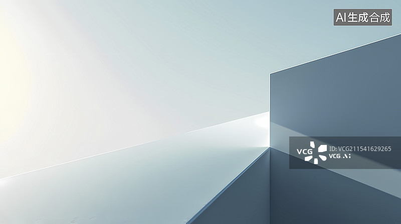 【AI数字艺术】数码科技蓝灰色立体几何建筑插画海报背景图片素材