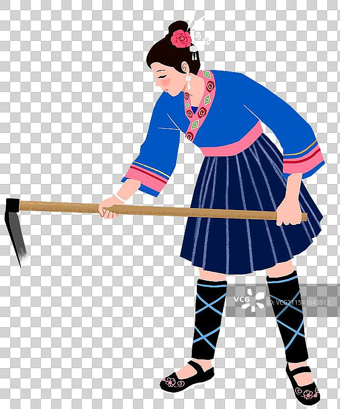 拿锄头的少数民族女子图片素材