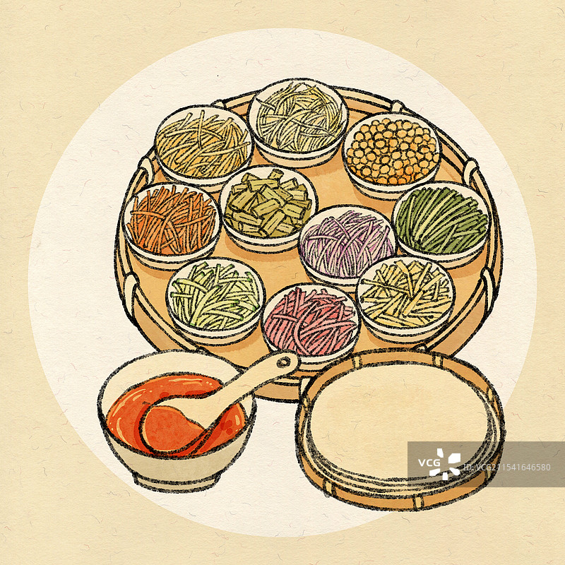 贵州美食国风插画-丝娃娃图片素材