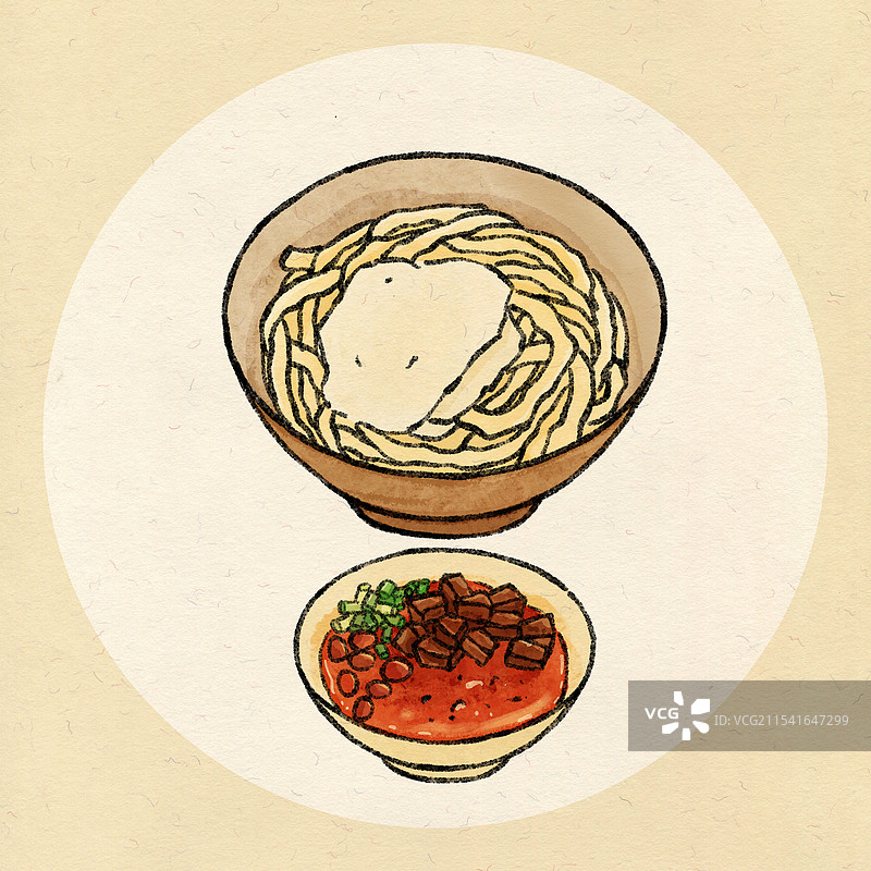 贵州美食国风插画-遵义豆花面图片素材