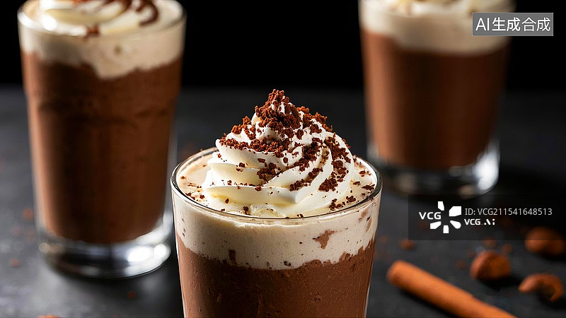 【AI数字艺术】精致的巧克力奶昔甜点美食图片素材