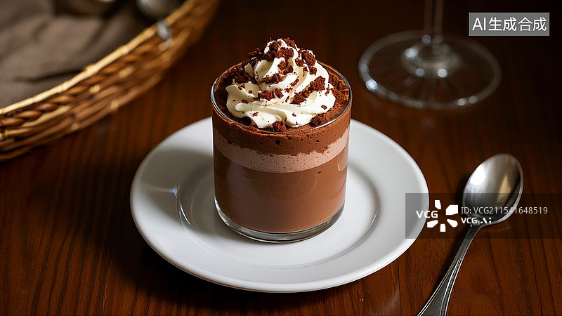 【AI数字艺术】精致的巧克力奶昔甜点美食图片素材