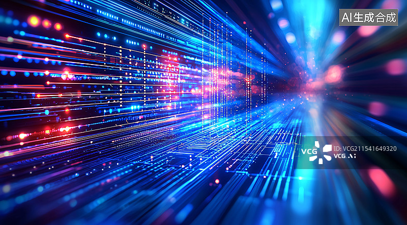 【AI数字艺术】抽象网络科技大数据芯片计算机背景图片素材