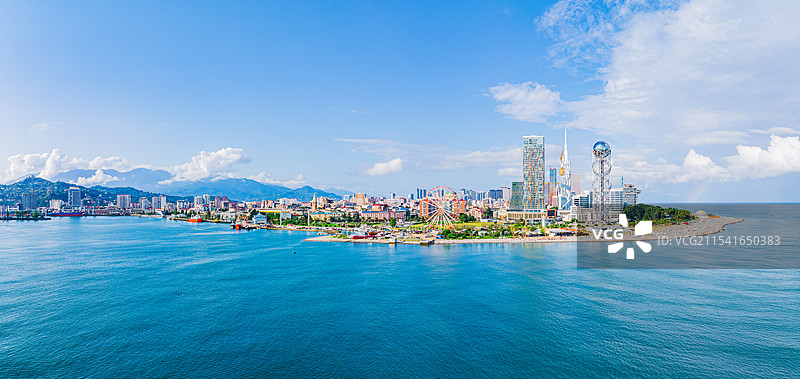 航拍格鲁吉亚黑海之滨巴统图片素材
