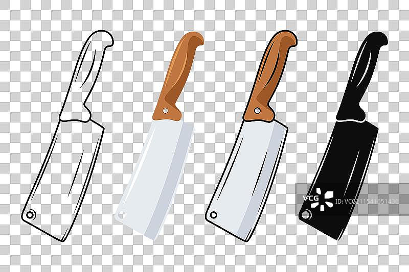 厨房刀具图标集，厨师刀与图片素材