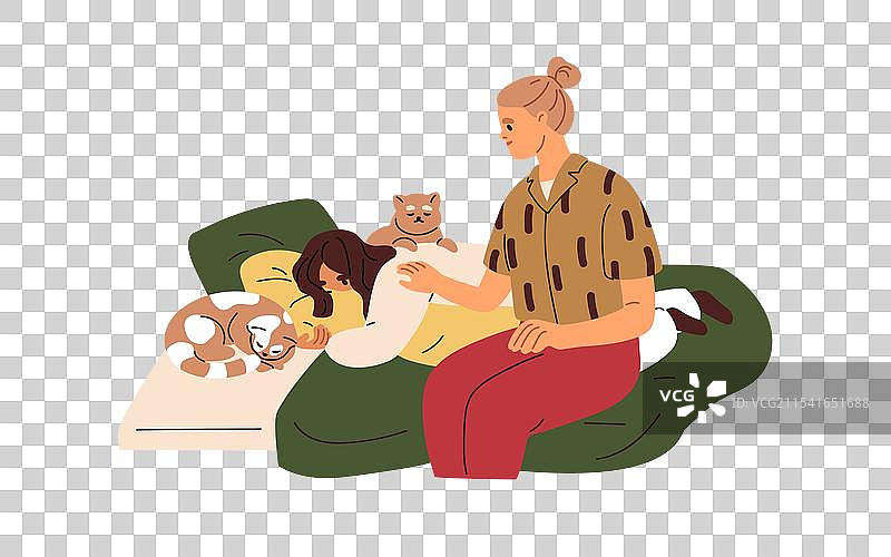 在沙发上安慰朋友的人图片素材