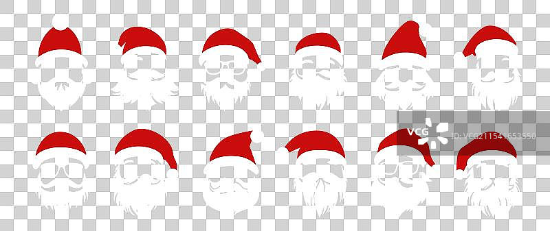 戴着帽子和胡子的圣诞老人头像图片素材
