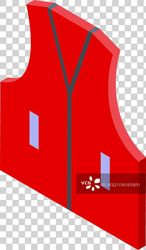 红色救生衣等距图标，展示安全和图片素材