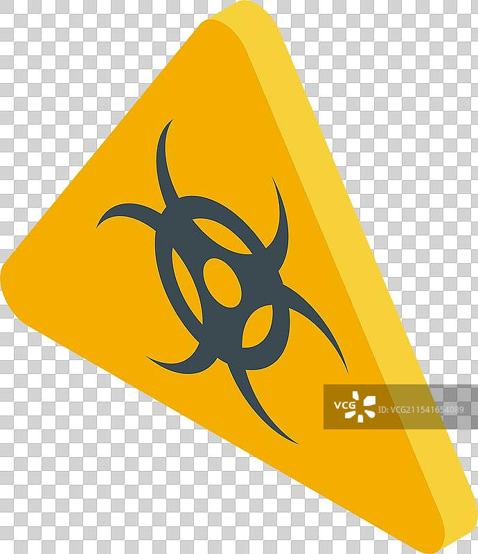 黄色三角生物危害警告标志等距图图片素材