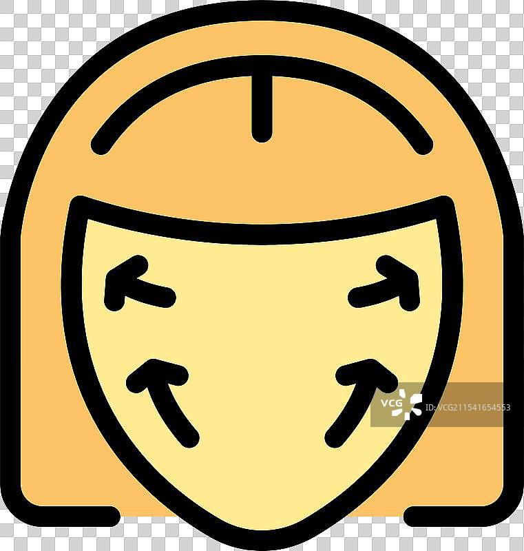 女性按照箭头接受面部按摩图片素材