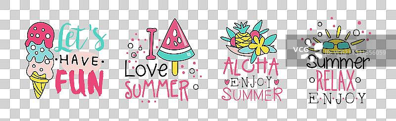 夏日悠闲放松的贴纸图片素材