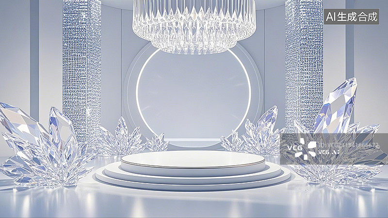 【AI数字艺术】奢华水晶展台图片素材
