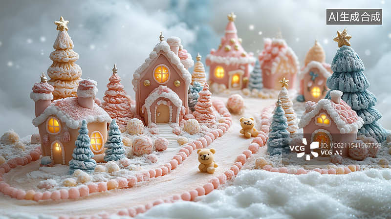 【AI数字艺术】美丽的乡村小屋卡通风格图片素材