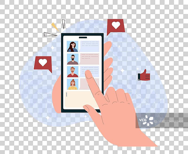 男女在手机上聊天沟通图片素材