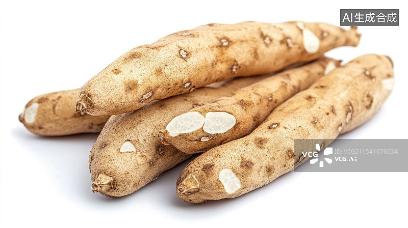 【AI数字艺术】白色背景下的新鲜蔬菜-白薯图片素材