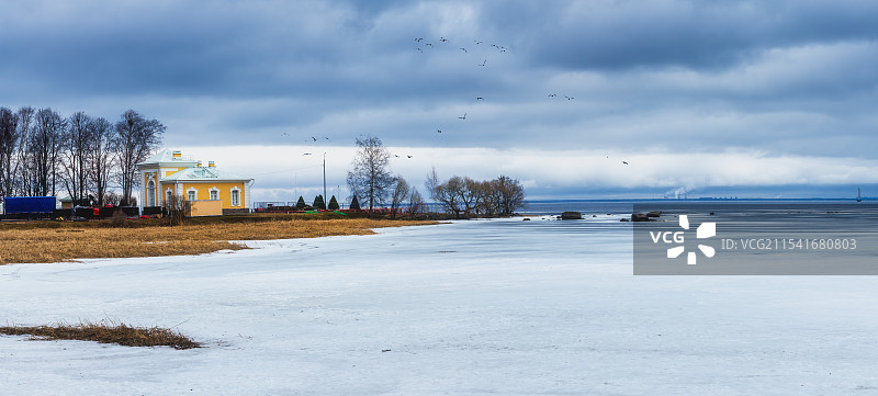 波罗的海的冬天、波罗的海的森林----俄罗斯圣彼得堡彼得大帝夏宫（彼得宫）风光图片素材