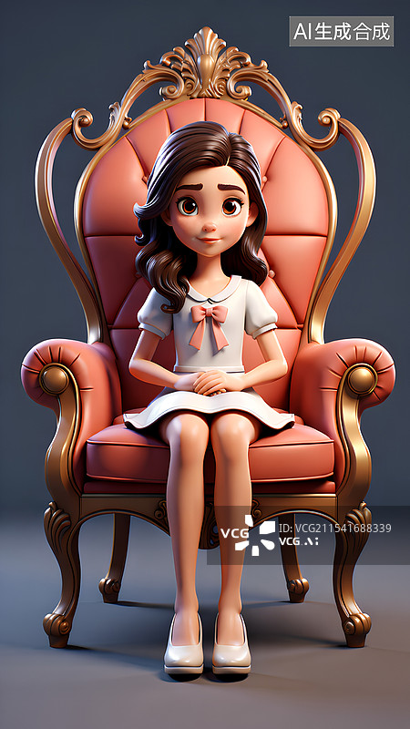 【AI数字艺术】坐在华丽沙发上的公主图片素材