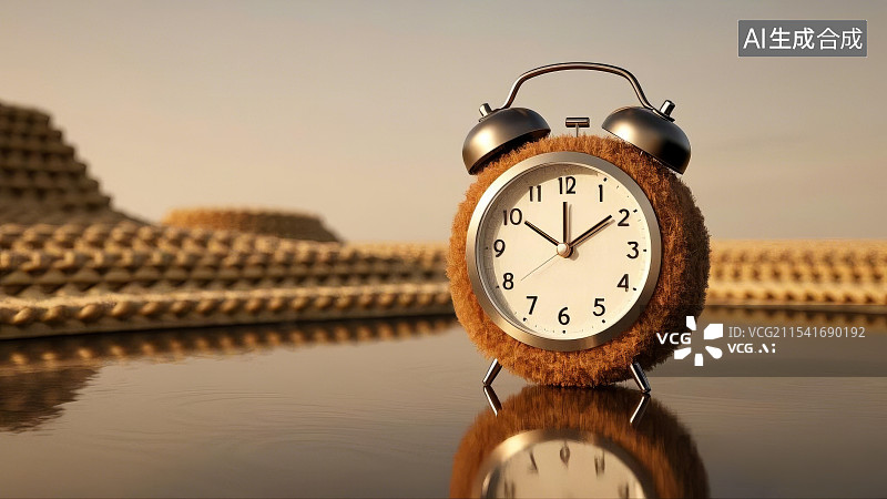 【AI数字艺术】毛绒绒可爱的时钟，闹钟，时间图片素材