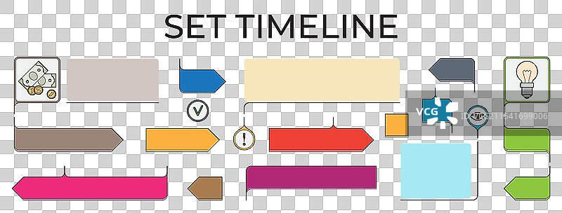 带有图标和文本框的彩色流程图图片素材