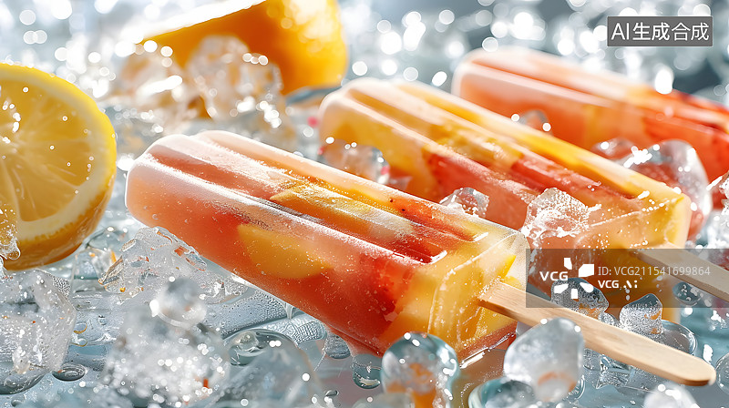 【AI数字艺术】夏日水果冰棍雪糕清爽解暑图片素材