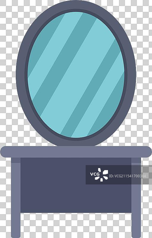 带有椭圆镜子的木质梳妆台图片素材