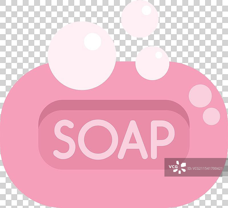 粉色香皂上方漂浮着泡泡图片素材