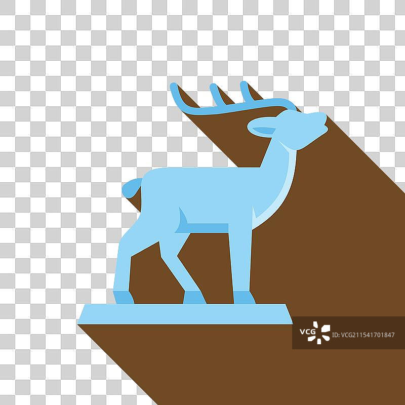 蓝色鹿雕像站在基座上抬起头来图片素材